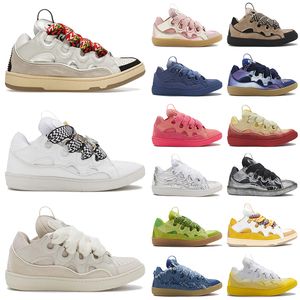 2024 New Shoes Casual Leather Curb Sneakers Designer Women Embossed Mother Child Sneaker Calfskin Rubber Nappa Mens Trainers Blue Black Orange Platform Size 35-46