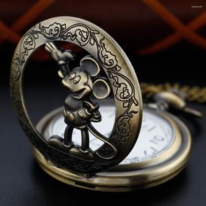 Pocket Watches Klassische Anime -Maus -Bild Antiquitäten Quarz Watch Retro Herren FOB Kette Kinder Halskette Pendelly Feiertagsgeschenk