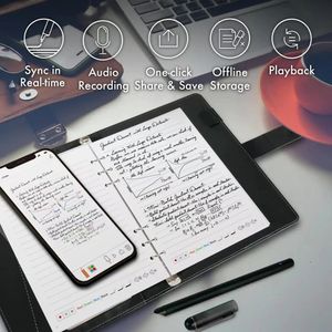 Kit de notebook de caneta inteligente de caneta digital Kit Bluetooth Wireless Connection Application Supports Notes for Students gravar e armazenar 240506