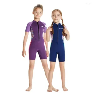 Women's Swimwear One Piece Short Sleeve Neoprene Wetsuit Children's Surfing Swimsuit Cold Water Swimming Snorkeling Suit 2.5mm Wetsuits