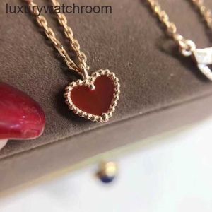 Vancleff High End jewelry necklaces for womens Little Red Heart Love Necklace Womens 18K Rose Gold Heart Bracelet Small Red Heart Red Agate Original 1:1 With Real Logo