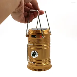 Decorative Figurines Collapsible Solar Portable Camping Lantern Rechargeable Tent Handy Light Lamp Wall Hanging Hiking Emergencies Home