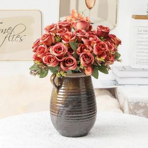 Kwiaty dekoracyjne sztuczny bukiet róży Realistyczny wystrój na przyjęcie weselne długotrwały fałszywy stół kwiatowy