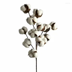 Flores decorativas 1PC 2024 12 Cabeças Plantas de algodão artificial seco Haste Floral para Diy Bouquet Decoration Home