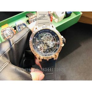 Designer Luxury Watches For Mens Mechanical Automatic Roge Dolby Excalibur 46 Series Full Hollow Double Tourbillon 47mm Watch