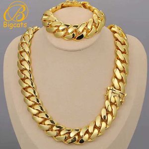 Chains Wholesale Hip Hop Jewelry 20mm Luxury 18K Real Gold Plated Custom Solid Cuban Miami Cuban Link Chain Necklace For Men d240509