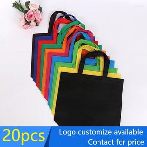 Depolama Çantaları 20 PCS Toptan Yeniden Kullanılabilir Dokuma Olmayan Alışveriş Çantaları/ Promosyon Yılı Festival Partisi Özelleştir Logoyu Kabul Edin