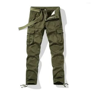 Men's Pants Spring Casual 2024 Fashion Solid Color Cotton Multi Pocket Loose Trendy Sports Large Dungarees