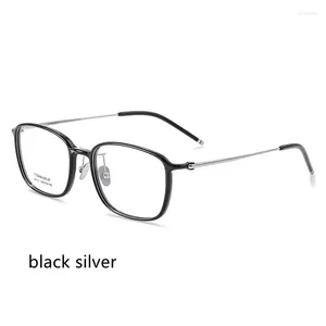Sunglasses Frames 54mm Ultra Light Square Eyeglasses Frame For Men And Women Titanium Flexible Legs With TR90 Rim Eyewear Spectacles 9112