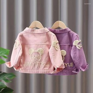 Jackets Girls Denim Jacket Spring Autumn Cartoon Padrão Top moda Cowboys Cardigan Baby Casual Casual Casual 0-6 anos