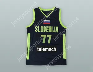 Custom Nay Mens Youth/Kids Luka Doncic 77 Slovenija Black Basketball Jersey Top Top S-6xl S-6xl