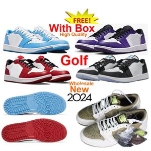 1 جولف منخفض لا نهاية له من رويال إصبع القدم 1S Running Shoes 2025 New Midnight Navy Court Shadow Smoke Green Green Black Rust Pink Unc Chicago مع Men Men Women Golf Shoe