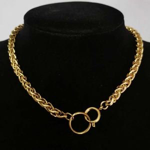 Chains Punk Cuban Chokers Necklace Women Collar Gold Color Stainless Steel Chunky Thick Chain Circle Necklace Hip Hop Men Neck Jewelry d240509