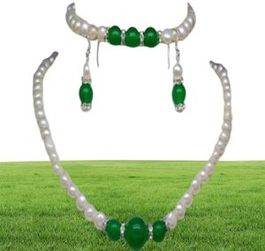 Natural78mmWhitePearlampGreenJadeGemsNecklaceBraceletEarringSet1803475 Natural78mmWhitePearlampGreenJadeGe88334326454651