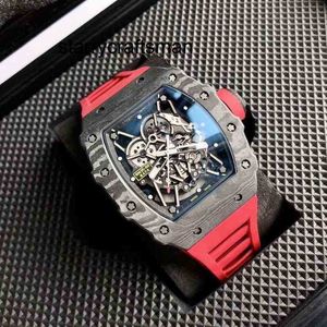 Automatiska klockor RM Wristwatch Mill Business Leisure RM3502 Automatisk mekanisk Millr Watch Carbon Fiber Shell Hollowed Out Tape Men Watches J98R