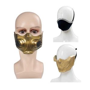 Party Masks Mortal quick play role-playing scorpion mask latex Gloden helmet Halloween party costume prop Q240508
