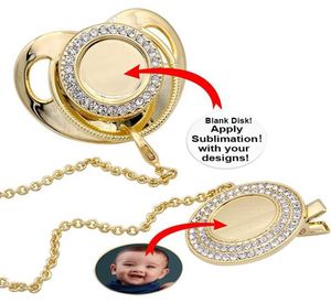 Personalizza il ciuccio di sublimazione bling con ciotola clip cristalli favore per il bambino regalo brithday wll10001407414