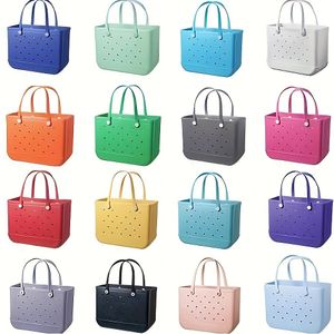 Stor Bogg Beach Bag Eva Tote Bag Women Designer Shopping Bag Storage Hole handväskor Summer Basket Bogg Bag XL XXL Jelly Candy Color Waterproof Fashion HO04 F