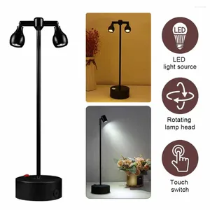 Table Lamps Bar Lamp USB Rechargeable Retro Coffee LED Touch Dimming Desktop Night Light Double Head High Pole Spotlight Decor