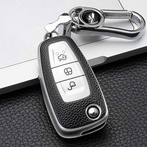 Car Key Leather Style Car Remote Key Case Cover For Ford Focus C-Max S-Max Galaxy Mondeo Ranger Transit Tourneo Custom TPU Protector T240509