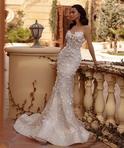 Abiti da sposa sirena floreali scintillanti illusione illusione a cuore bottoni posteriori del corsetto glitter abiti da fidanzamento da sposa lunghi abiti da fidanzamento