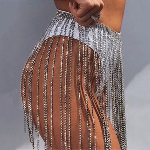 CETIRI Adjustable Europe Exaggerate Glitter Rhinestone Long Tassel Skirt Belt Women Sexy Crystal Diamonds Night Club Chain Belt 201117 184Q