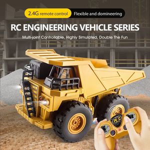 24 GHz 6 Channel 1 24 RC Excavator Mixing Truck Crane Toy Engineering Car Remote Control Digger Dump Truck For Childrens Gift 240508