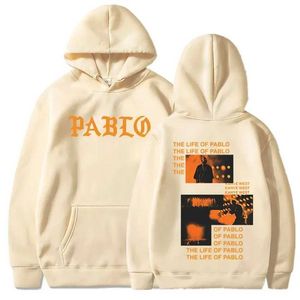 Felpa con cappuccio maschile 2023rapper Graphics Stamp Hoodie The Life of Pablo Music Sweatshirt Men Women Hip Hop Hoodies Strtwear Tops T240507
