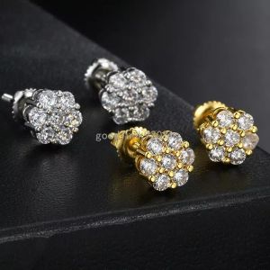 Unisex Charming Men Women Earrings Jewelry 18K Yellow White Gold Plated Bling CZ Diamond Earrings Studs for Girls Women Nice Gift