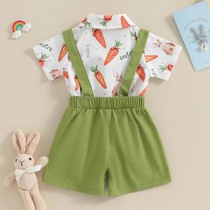 Set di abbigliamento baby boy il mio primo giorno di pasquo outfit stampato con fiocco per neonati tripla