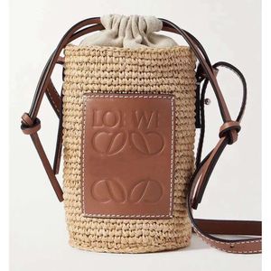 Projektantka letnia moda damska tkana w szydełkowym szydełku L0ewe Straw Strase Bag w kształcie lufy torebki na ramię CAPP-0661