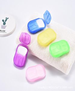 20PCSbox Disposable Anti dust Mini Travel Soap Paper Washing Hand Bath Cleaning Portable Boxed Foaming Papers Scented Sheets1309404