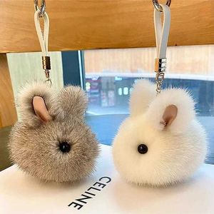 Keychains Lanyards Imitate Bunny Fur Haiall Mini Rabbit Bags Hangings Pendant Rabbit Keychain For Car Keychain Accessories J240509