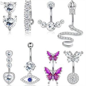 ネーブルリングBestEel 1PC 14G Belly Button Rings Surgical Steel Belly Botton Rings for Women Navel RingsメッキCZベリーピアスジュエリーD240509