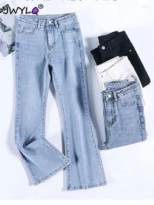 Jeans femminile di colore solido classico High Waist Slim Slip Stretch Denim Parers Spring Autumn Autunno Balghy Coreano Fascifica Flears