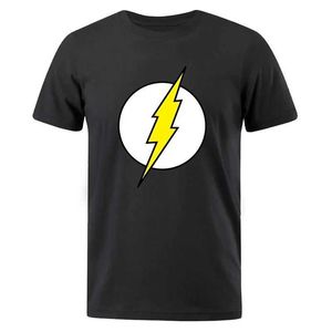 Camisetas masculinas A camiseta da teoria do Big Bang Lightning Print T-shirt para homens de algodão roupas de tamanho grande Casual strt curto e engraçado ts h240508