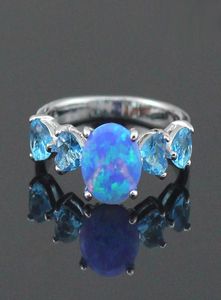Pierścienie klastrowe biżuteria mody Blue Fire Opal Stone dla kobiet Rozmiar 55 65 75 85 OR8473649461