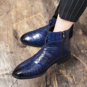 Männer Crocodile EMED Side Reißverschlussblauer Outdoor -Stiefel