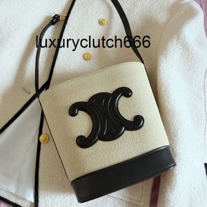 Designer Ce Triumphal Arch Bag Shoulder Girl Bucket bag messenger bag designer cel Canvas split leather bucket Cowhide has a beautiful capacity Autumn and new ba ZXJN