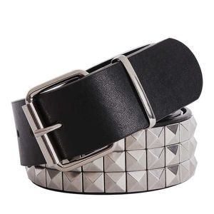 Shiny Pyramid Fashion Rivet Belt Men&Women's Studded Belt Punk Rock With Pin Buckle 210310 196U