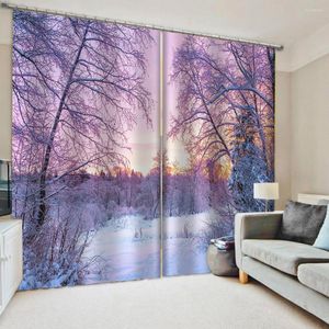 Curtain Customized Size Luxury Blackout 3D Window Curtains For Living Room Winter Snow Stereoscopic