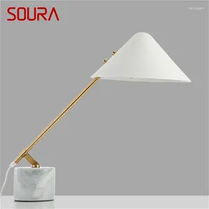 Table Lamps SOURA Nordic Lamp Modern LED White Creative Vintage Marble Desk Light For Home Decor Living Room Bedroom Study
