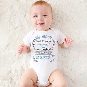 Romances minha mãe tem a melhor mãe do mundo e eu tenho a melhor avó Baby Bodysuit infantil Macacão de mangas curtas Recém -nascidos T240509