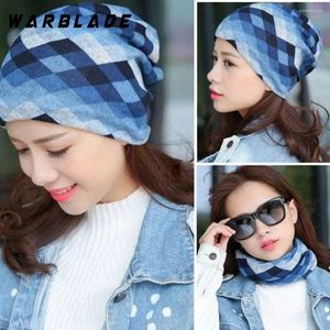 Berets 2024 Fashion Women Knit Warm Hat Scarf Three Used Woman Flora Cap Beanie Skullies For Girl Autumn Caps Bonnet WarBLade