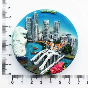 3PCSFRIDGE MAGNETS SINGAPORE Turist Souvenir Magnet Ornament Scenic Spots 3D Harts Roliga magneter för kylskåpsdekor klistermärke