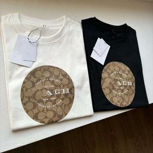 24 Summer Koujia Classic Label Printed Round Neck Short Sleeve T-shirt Casual Loose 040223