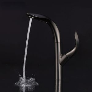 Luxury gold brass kitchen faucet with pull-out design 2-function single handle cold and hot dual control modern sink Tap