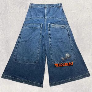 Pantaloni da gamba larga a vita alta retrò Y2K Mens Big Pocket Fashion Hip Hop jeans per donne jeans larghi