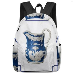 Sırt çantası vintage mavi ve beyaz porselen Çin tarzı sırt çantaları özel okul çantaları dizüstü bilgisayar erkek kadın kadın seyahat mochila