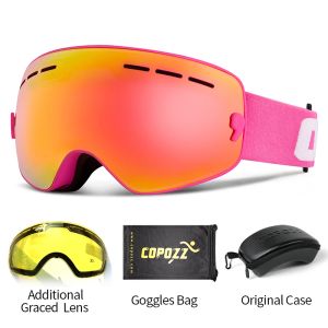 Eyewear Copozz bambini occhiali da sci con lenti abbreviate e custodia per bambini Uv400 occhiali antidifuli per ragazzi Snowboard Eyewear Gog244